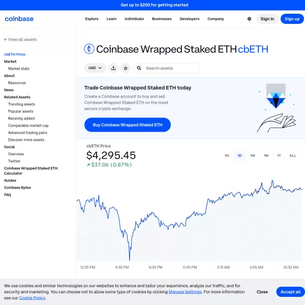 Coinbase Wrapped Staked ETH (CbETH) screenshot