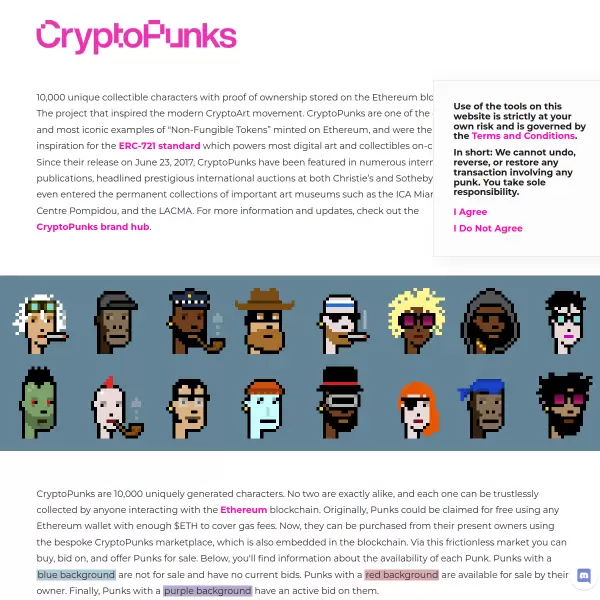 CryptoPunks screenshot