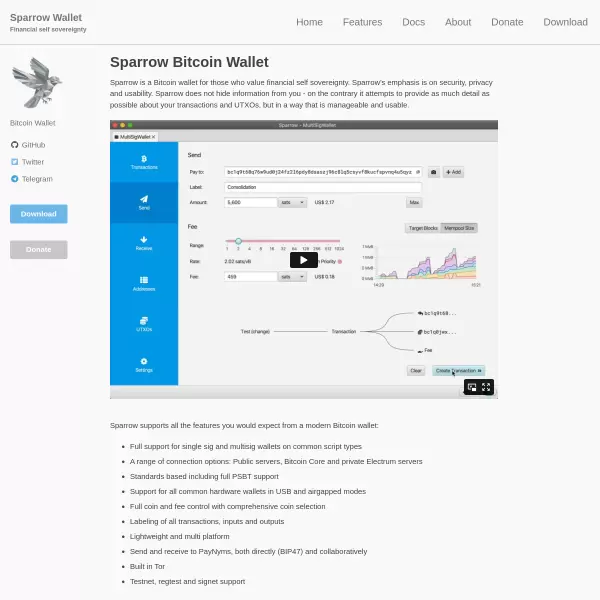 Sparrow Bitcoin Wallet screenshot